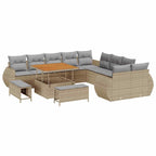 Gartensofa-set 13 pcs Beige Poly-Rattan