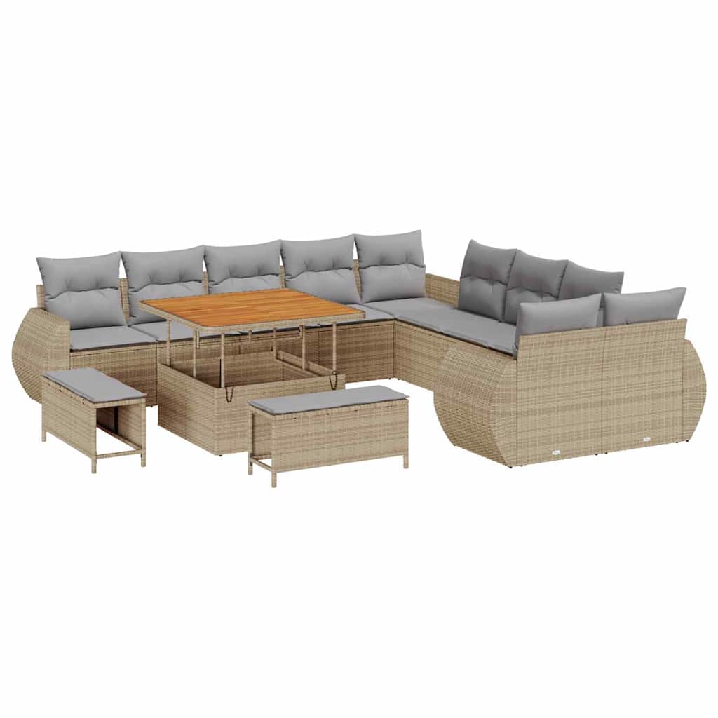 Gartensofa-set 13 pcs Beige Poly-Rattan