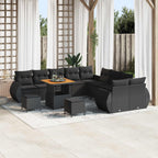 Gartensofa-set 13 pcs Schwarz Poly-Rattan