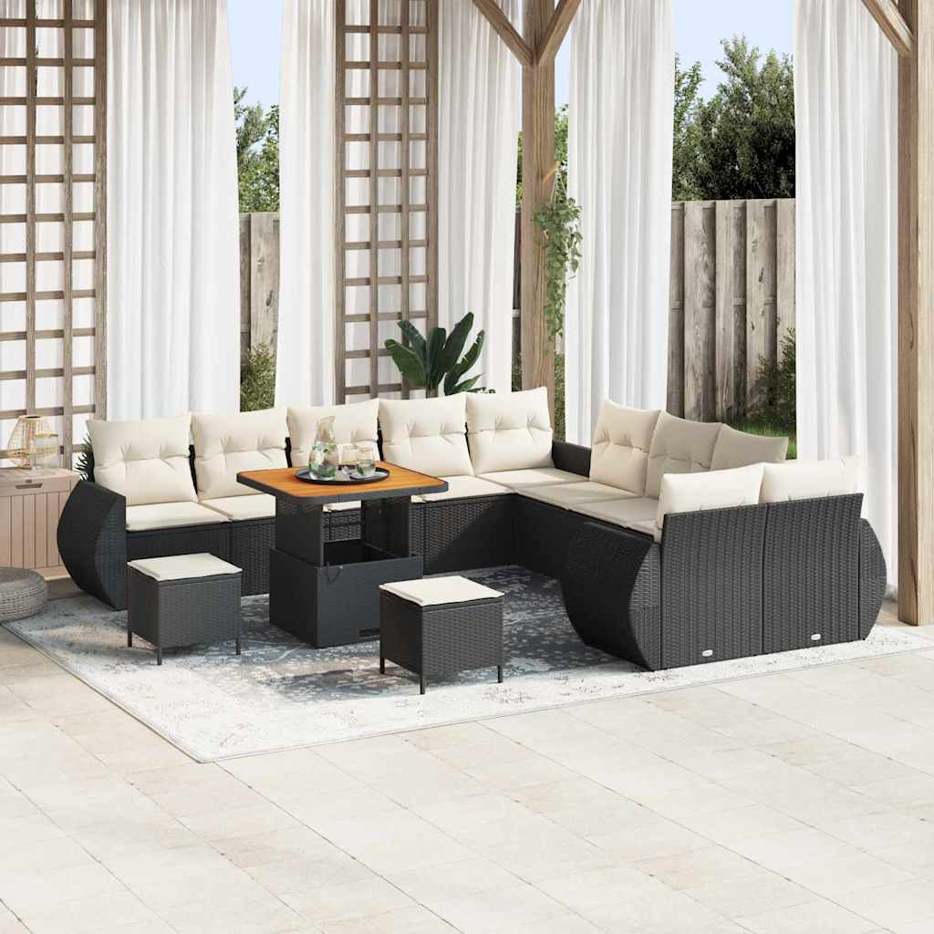 Gartensofa-set 13 pcs Schwarz Poly-Rattan