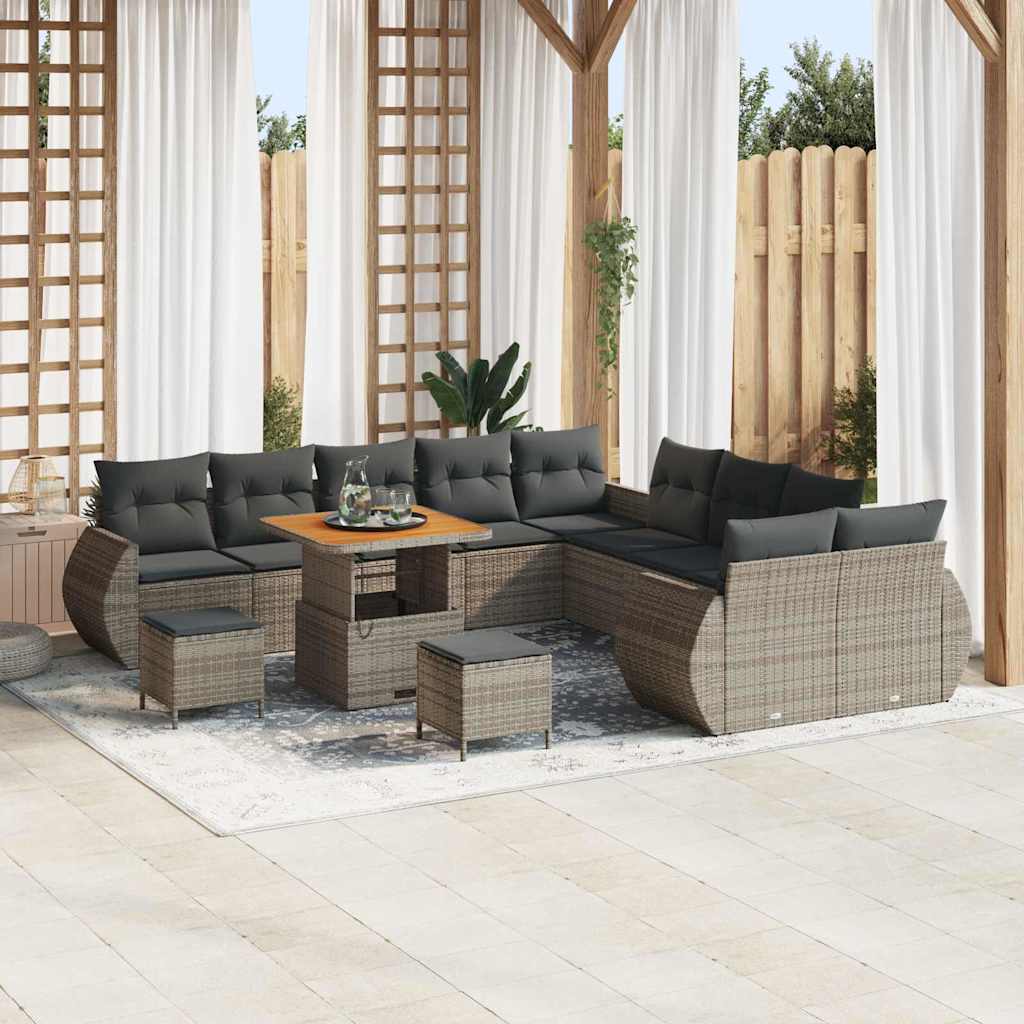Gartensofa-set 13 pcs Grau Poly-Rattan