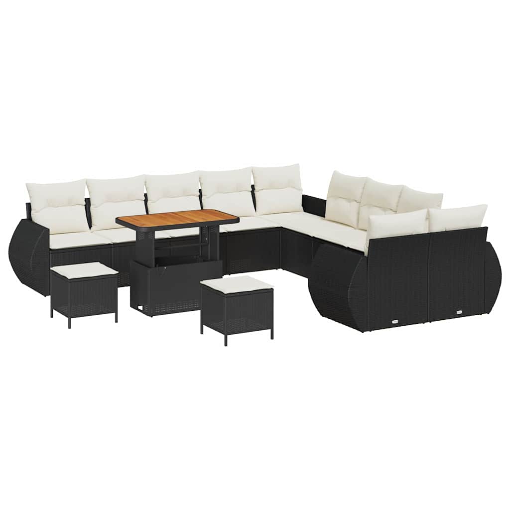 Gartensofa-set 13 pcs Schwarz Poly-Rattan