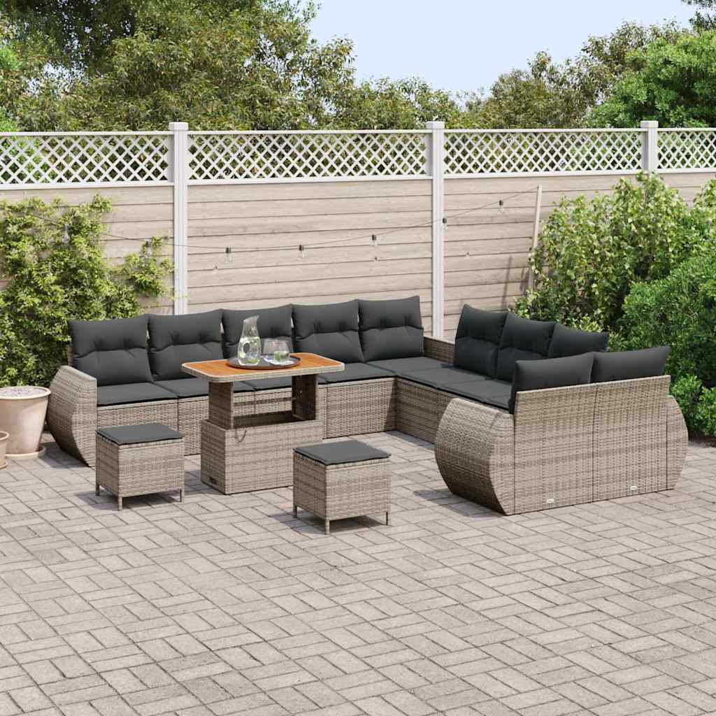Gartensofa-set 13 pcs Grau Poly-Rattan