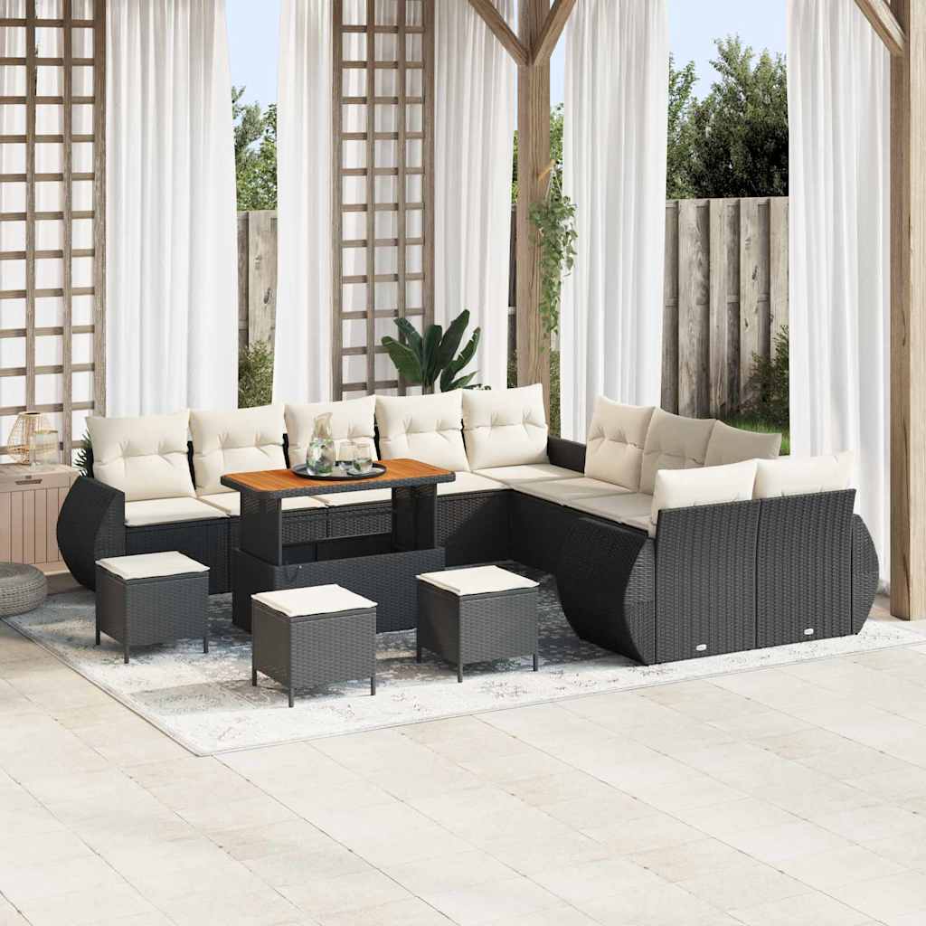 Gartensofa-set 14 pcs Schwarz Poly-Rattan