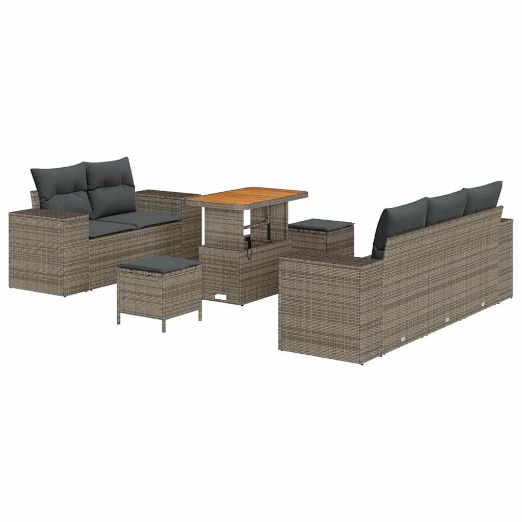 Gartensofa-set 8 pcs Grau Poly-Rattan