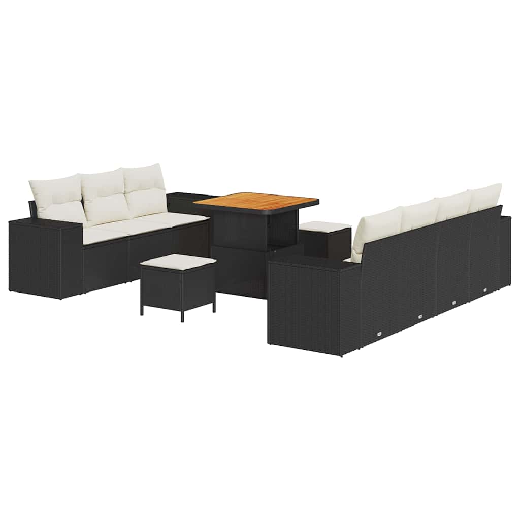 Garten-Sofa-Set 10 pcs Schwarz Poly-Rattan