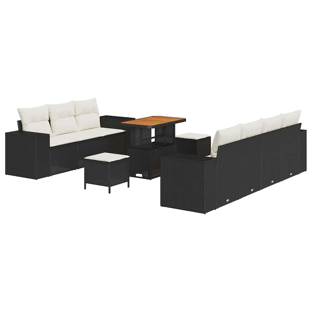 Garten-Sofa-Set 10 pcs Schwarz Poly-Rattan
