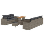 Gartensofa-set mit Kissen 10 pcs Grau Poly-Rattan