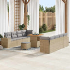 Gartensofa-set mit Kissen 11 pcs Beige Poly-Rattan