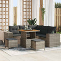 Gartensofa-set mit Kissen 8 pcs Grau Poly-Rattan