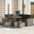 Gartensofa-set mit Kissen 8 pcs Grau Poly-Rattan