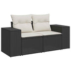 Gartensofa-set mit Kissen 9 pcs Schwarz Poly-Rattan