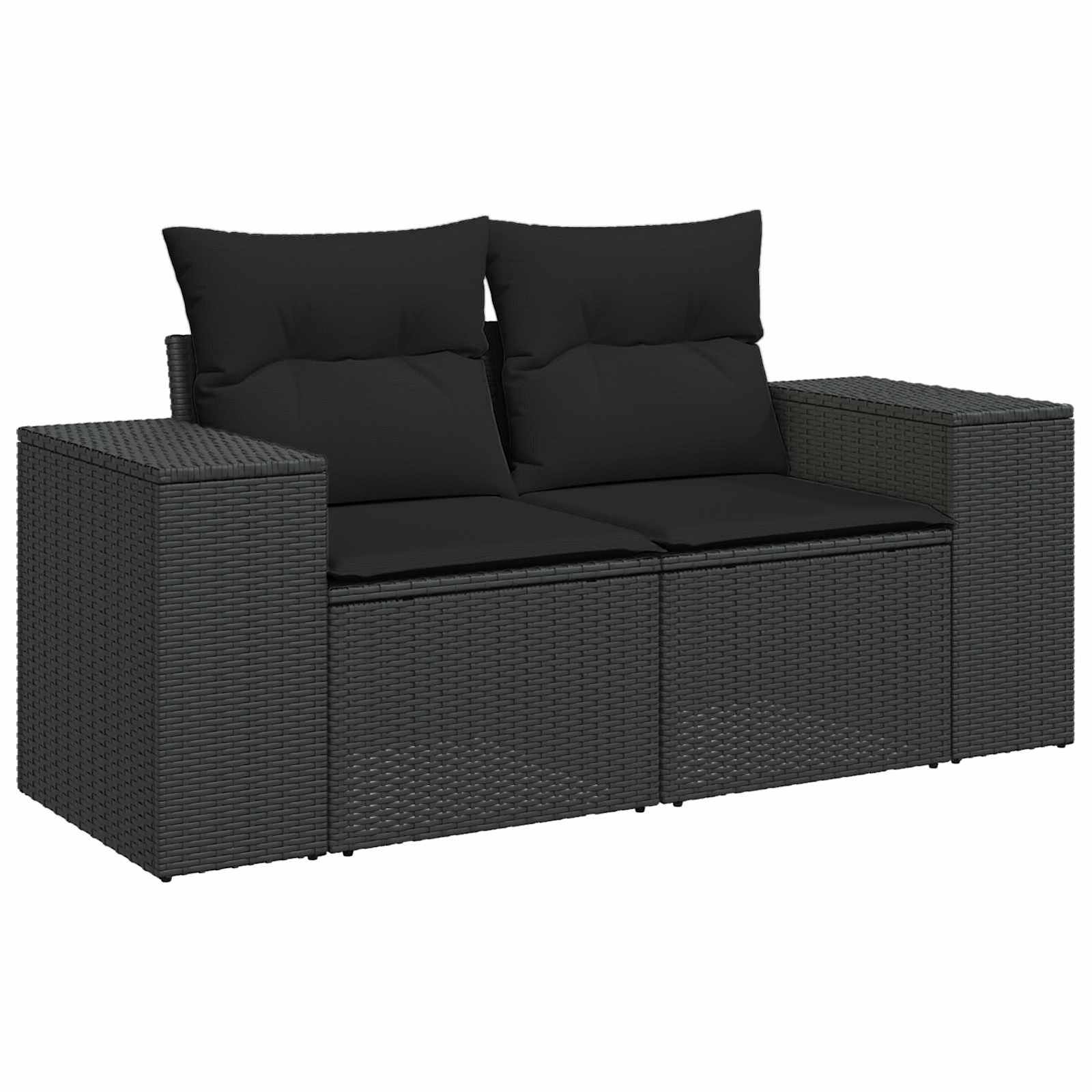 Gartensofa-set mit Kissen 9 pcs Schwarz Poly-Rattan