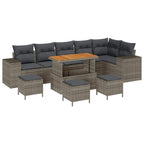 Garten-Sofa-Set 10 pcs Grau Poly-Rattan