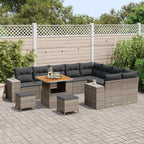 Gartensofa-set mit Kissen 12 pcs Grau Poly-Rattan