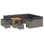 Gartensofa-set mit Kissen 12 pcs Grau Poly-Rattan