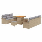 Gartensofa-set mit Kissen 10 pcs Beige Poly-Rattan