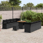 Gartensofa-set mit Kissen 11 pcs Schwarz Poly-Rattan