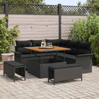 Gartensofa-set mit Kissen 8 pcs Schwarz Poly-Rattan