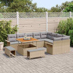 Gartensofa-set mit Kissen 12 pcs Beige Poly-Rattan