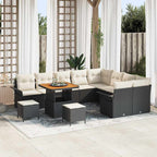 Gartensofa-set mit Kissen 12 pcs Schwarz Poly-Rattan