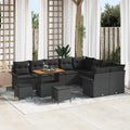 Gartensofa-set mit Kissen 12 pcs Schwarz Poly-Rattan
