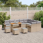 Gartensofa-set mit Kissen 13 pcs Beige Poly-Rattan