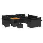 Gartensofa-set mit Kissen 13 pcs Schwarz Poly-Rattan