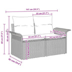 Gartensofa-set mit Kissen 13 pcs Schwarz Poly-Rattan