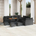 Gartensofa-set mit Kissen 14 pcs Schwarz Poly-Rattan