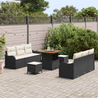 Gartensofa-set mit Kissen 9 pcs Schwarz Poly-Rattan