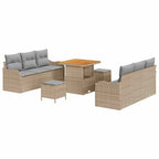 Gartensofa-set mit Kissen 9 pcs Beige Poly-Rattan