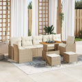 Gartensofa-set mit Kissen 10 pcs Beige Poly-Rattan