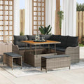 Gartensofa-set mit Kissen 8 pcs Grau Poly-Rattan