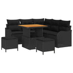 Gartensofa-set mit Kissen 8 pcs Schwarz Poly-Rattan