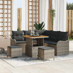 Gartensofa-set mit Kissen 8 pcs Grau Poly-Rattan