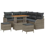 Gartensofa-set mit Kissen 8 pcs Grau Poly-Rattan
