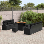 Gartensofa-set mit Kissen 10 pcs Schwarz Poly-Rattan