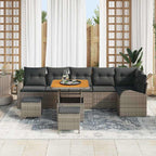 Gartensofa-set mit Kissen 9 pcs Grau Poly-Rattan