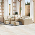 Gartensofa-set mit Kissen 13 pcs Beige Poly-Rattan