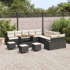 Gartensofa-set mit Kissen 14 pcs Schwarz Poly-Rattan