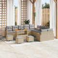 Gartensofa-set mit Kissen 14 pcs Beige Poly-Rattan