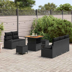 Gartensofa-set mit Kissen 8 pcs Schwarz Poly-Rattan