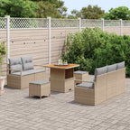 Gartensofa-set mit Kissen 8 pcs Beige Poly-Rattan