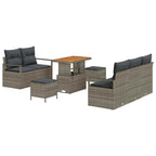 Gartensofa-set mit Kissen 8 pcs Grau Poly-Rattan