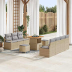 Gartensofa-set mit Kissen 10 pcs Beige Poly-Rattan