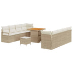 Gartensofa-set mit Kissen 11 pcs Beige Poly-Rattan