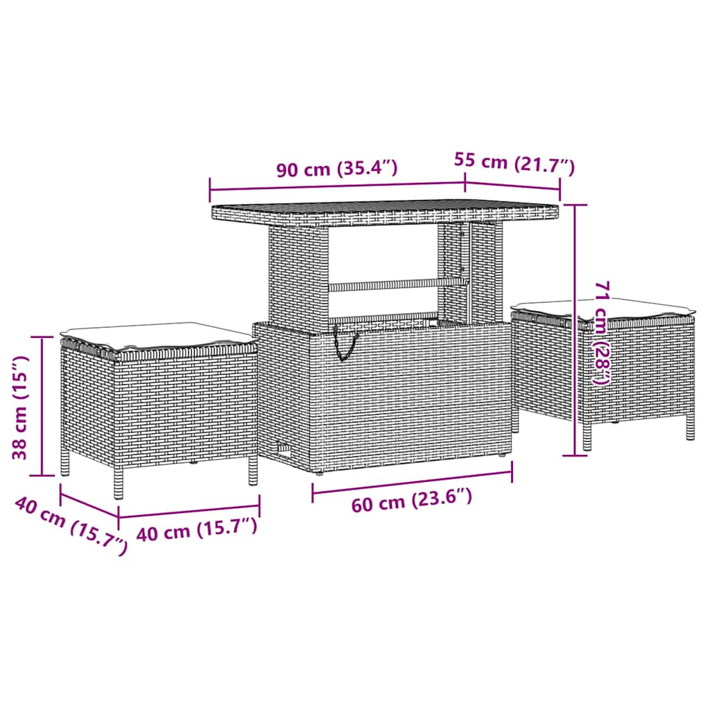 Gartensofa-set mit Kissen 11 pcs Beige Poly-Rattan