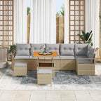 Garten-Sofa-Set mit Kissen 9 pcs Beige Poly Rattan