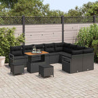Gartensofa-set mit Kissen 12 pcs Schwarz Poly-Rattan